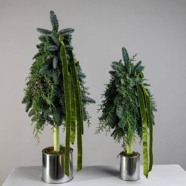 Новогодняя елка в банке в зеленом оттенке (в двух размерах)